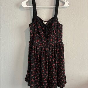Aeropostale Black and Red Floral Medium Dress